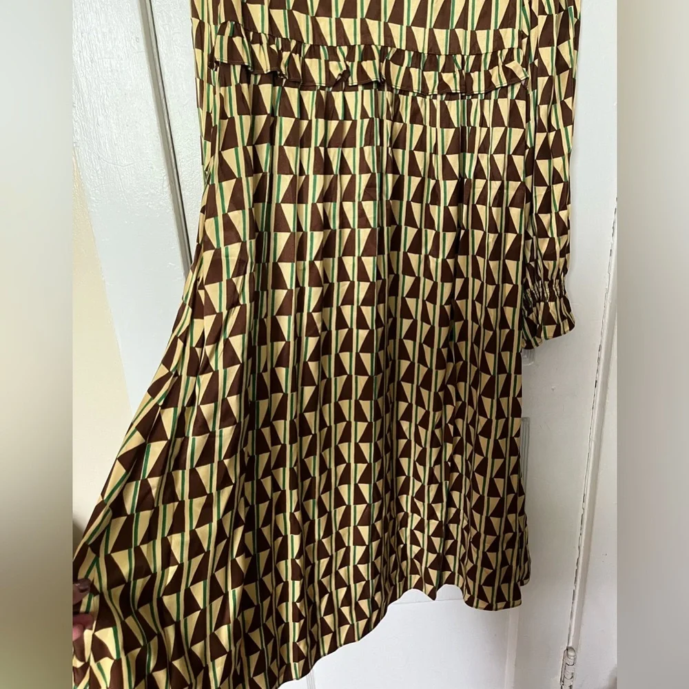 SOLD MRC NWT Kitri Savannah Chocolate Tile Print Viscose Midi Dress sz 6 (UK 10) - Picture 8 of 11